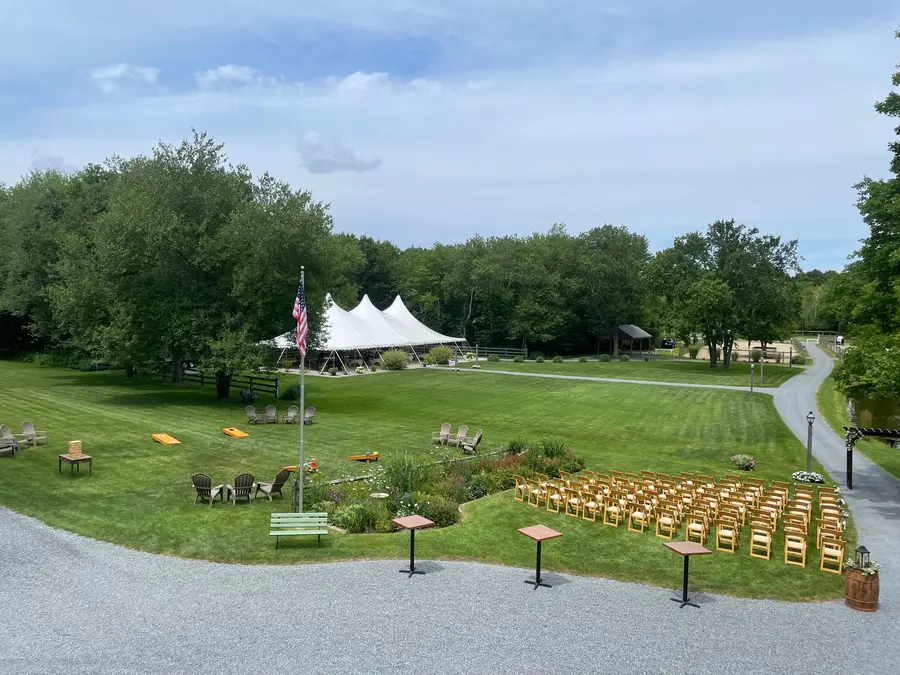 Ceremony lawn and tents seen from above