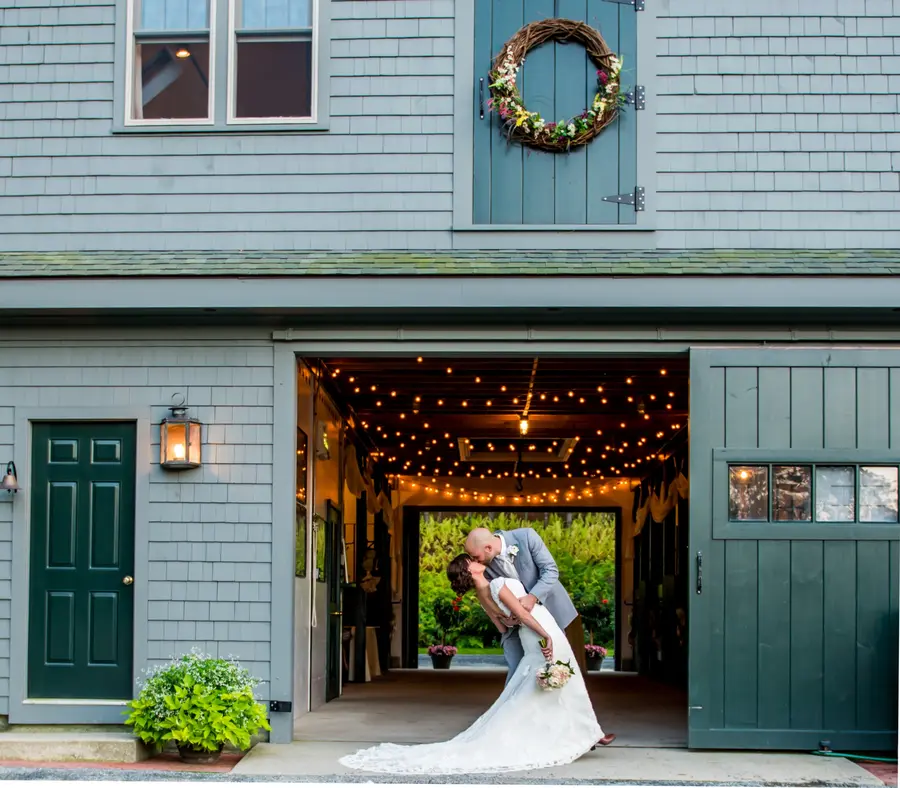 Barn with a wreath on the door