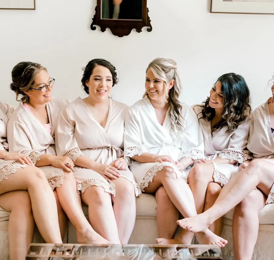 Bridal party in matching robes